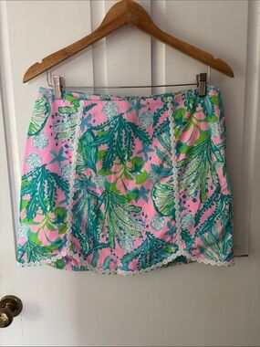 Lilly Pulitzer Pink Green Blue Tropical Print Mini Skirt
